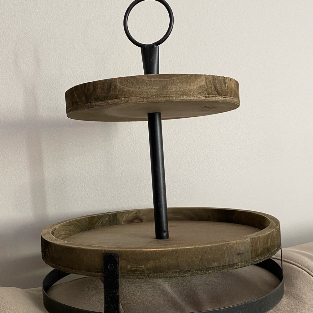 Farmhouse Two-Tiered Wood Tray